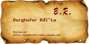 Berghofer Réta névjegykártya
